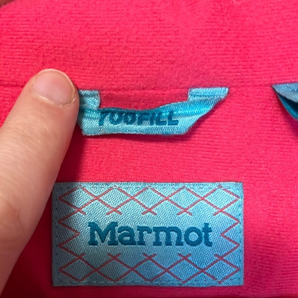 Marmot Kids Vibrant Red and Peach Coral Puffer Jacket - Picture 5 of 9